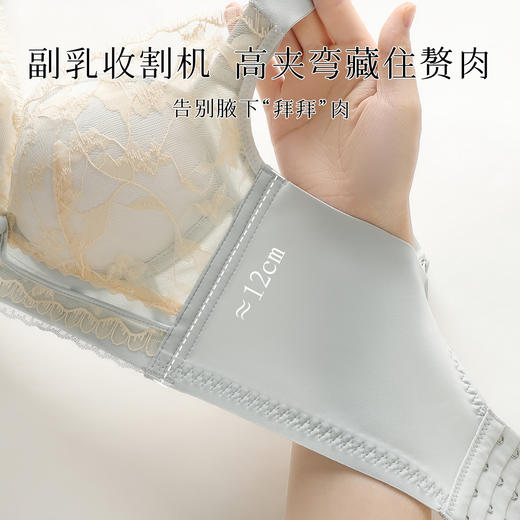 【小胸专属】时尚蕾丝聚拢显大调整型内衣女上托侧收美背无钢圈花影浮华 商品图6