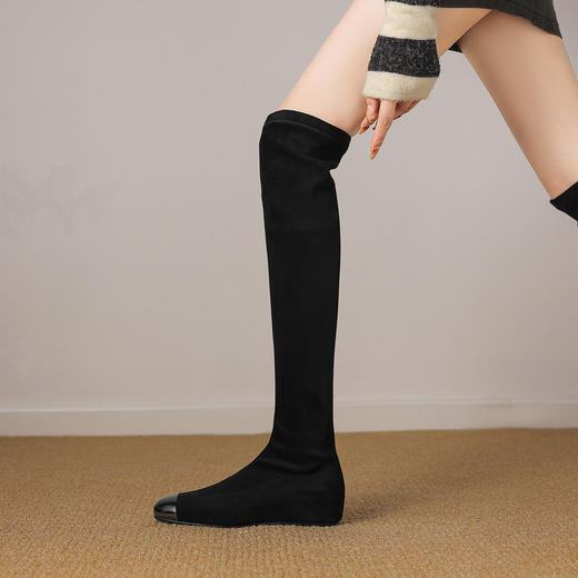 【预售7天】秋冬时尚显瘦弹力靴女简约百搭通勤圆头舒适内增高铁头瘦瘦靴HCYYHD&6308/6319 商品图1