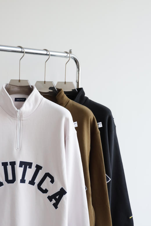 NTC长谷川 秋冬加绒 学院派半拉链宽松卫衣 WY920 商品图4