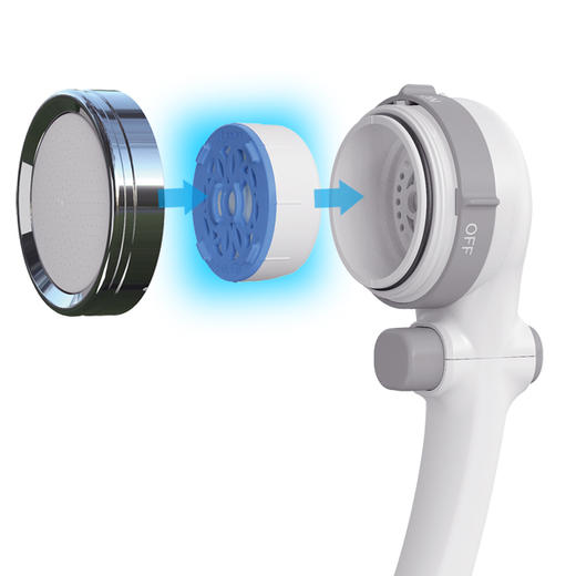 TAKAGI家庭版净水花洒套装(含增压款止水过滤双切换喷头2个过滤芯）| 日本进口 增压过滤 绵密水流 一键净水自由切换 商品图1