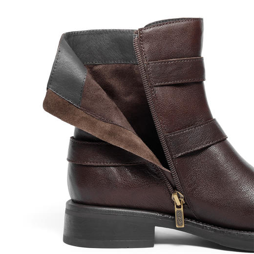 【云粉节】BF楼 森达羊皮复古西部靴2025冬季新款皮带扣机车风中筒靴XTP01吊牌价1299活动价639 商品图5