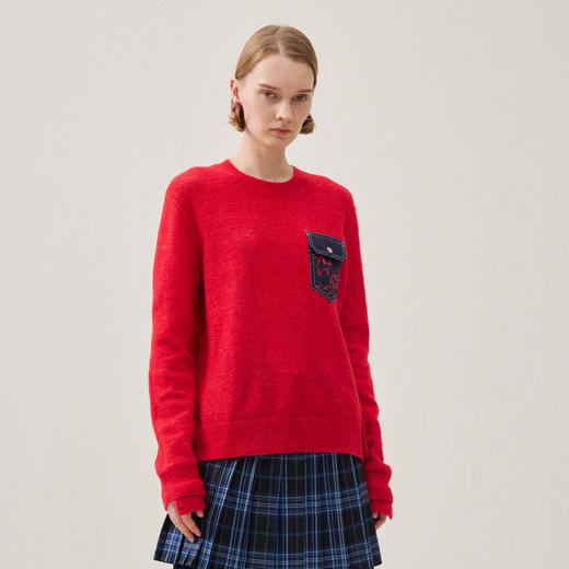 谜底套头针织衫长袖2025年冬季新品廓形宽松保暖软糯女254MZ1872 商品图1