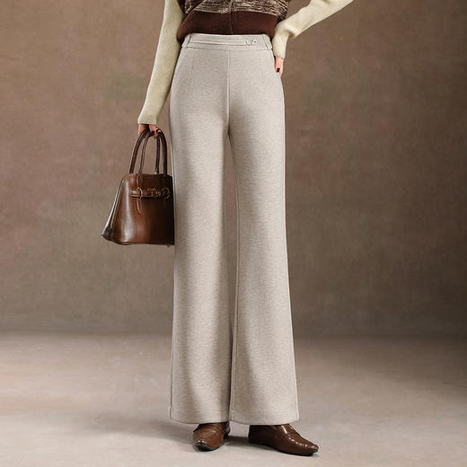 QYM 2531-Y毛呢微喇裤垂感休闲喇叭裤时尚 商品图1