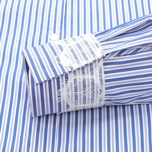 【棉混纺 设计感】罗蒙春秋女士长袖衬衫条纹简约大方都市通勤衬衣女 商品图7