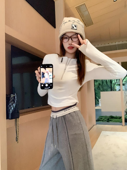 <曾小咸推荐>设计感撞色灰色休闲裤 商品图14