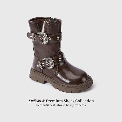 笛莎Deesha 女童童鞋2025冬季新款短筒皮靴 商品图1