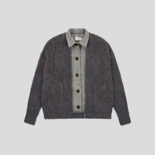 GOODBAI 假两件长毛拼接毛呢翻领宽松外套 商品图3