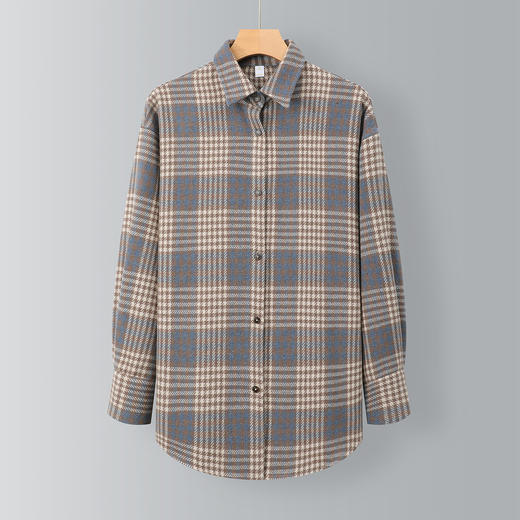 【含绵羊毛 厚实保暖】罗蒙女士秋冬格子长袖衬衫可外穿百搭休闲舒适百搭衬衣女 商品图2