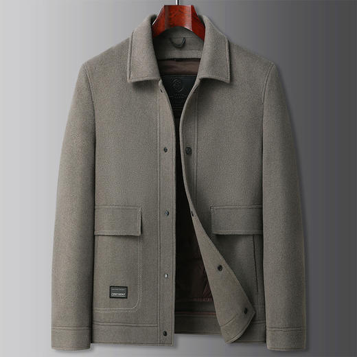【可拆卸鹅绒内胆】【羊毛】【DBW】大依优型大码男装双面毛呢大衣外套可脱卸鹅绒内胆商务休闲翻领长袖 商品图1