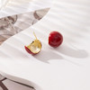 三彩2025新款复古安可拉红豆豆耳钉耳饰S925银针简约优雅通勤约会 商品缩略图2