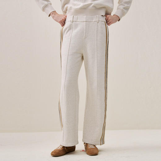 谜底直筒裤长裤2025冬季新品运动风松紧腰拼接休闲裤女254MK1649 商品图0