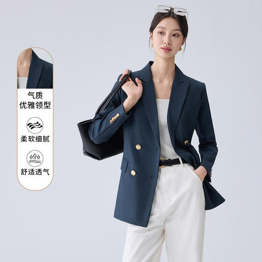 罗蒙女士春秋长袖西服舒适休闲百搭简约职场商务气质单西外套女 商品图5