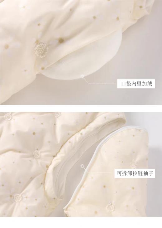 【春上新】8楼LYNN&MILO琳麦罗 亲子女童米白色绣花可拆卸短款羽绒服 商品图3