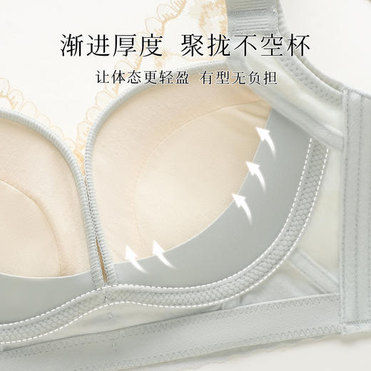 【小胸专属】时尚蕾丝聚拢显大调整型内衣女上托侧收美背无钢圈花影浮华 商品图5