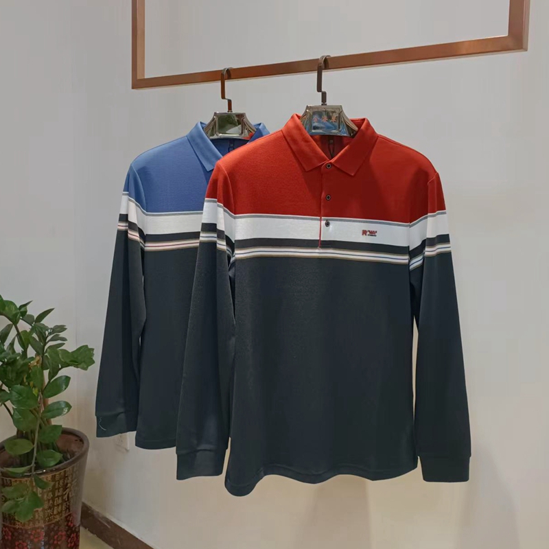时尚撞色拼接细软长绒棉秋季男士长袖polo衫小标翻领T恤   FL-6209*