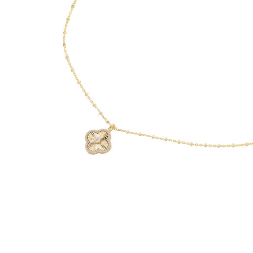 三彩2025新款国风四叶园林窗花项链轻奢锆石车花重工时尚个性通勤 商品图2