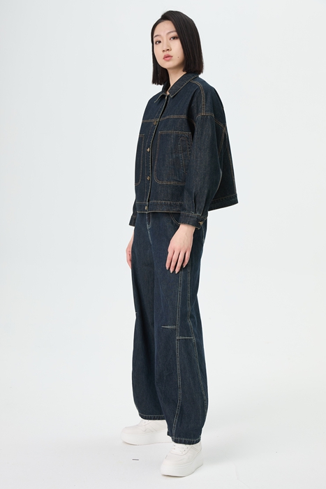 水淼2025秋新款时尚休闲百搭牛仔翻领外套1041