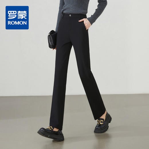 【易打理】罗蒙女士休闲裤简约休闲时尚有型纯色百搭长裤子女 商品图0