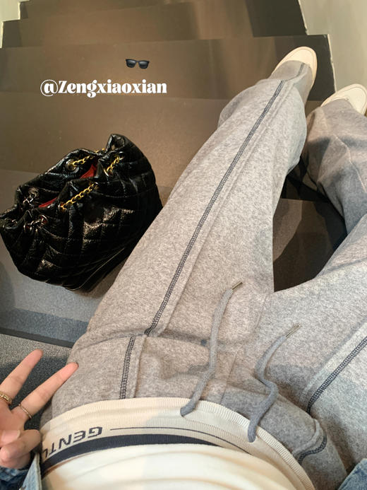 <曾小咸推荐>设计感撞色灰色休闲裤 商品图8