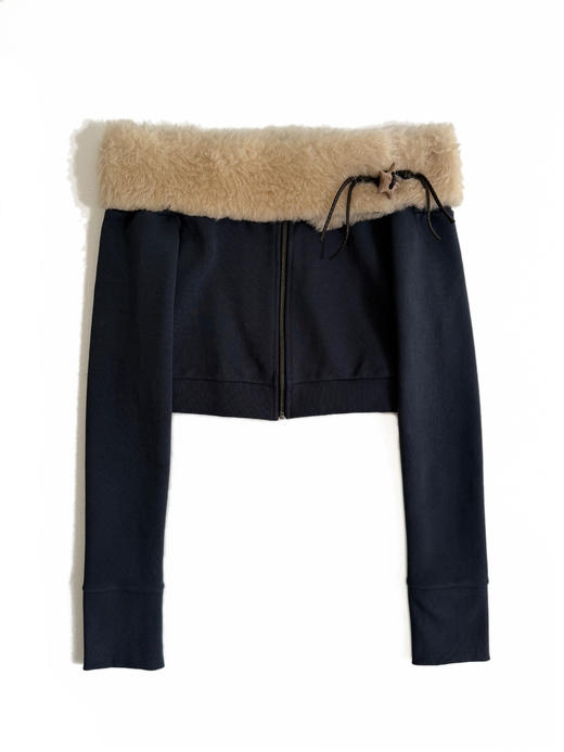 Kaiy Xiao 魔法星星系列 毛绒一字肩星星卫衣外套 商品图4