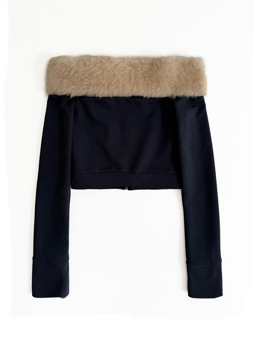 Kaiy Xiao 魔法星星系列 毛绒一字肩星星卫衣外套 商品图5