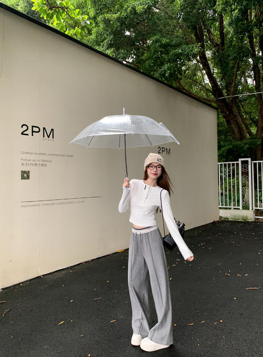 <曾小咸推荐>设计感撞色灰色休闲裤 商品图9