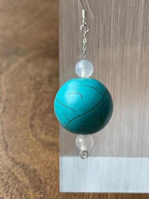 绿松石大圆珠耳坠一对，顺丰包邮 商品图11