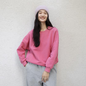 特绽放651朵/棉毛圈布圆领百搭套头慵懒落肩长袖卫衣秋冬新款上衣