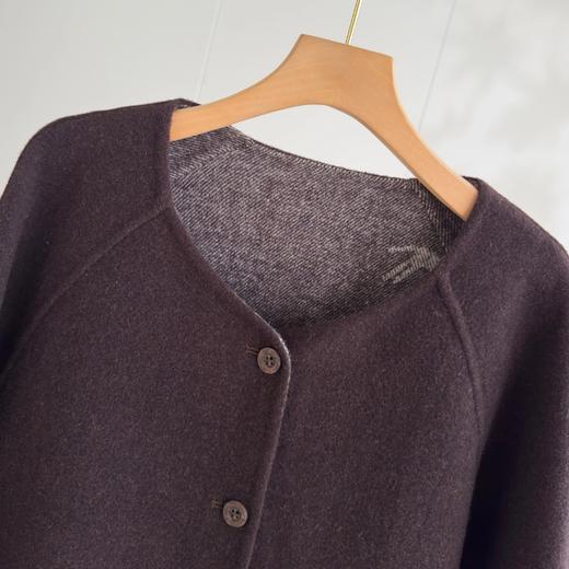 「自」全新升级【铂金会员698/天猫949/差价251】(95650)洛诗琳围巾双面呢羊驼羊毛外套2025冬季圆领宽松毛呢外套 商品图2