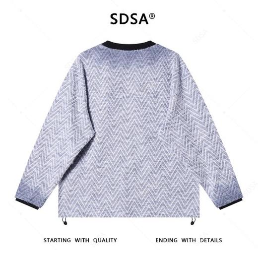 51699SDSA秋冬新款痞帅男装韩版扎染波浪线条圆领卫衣下摆松紧设计百搭 商品图5