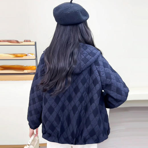 QYM 1C2527-Y时尚连帽外套格子休闲夹克上衣宽松外套 商品图2