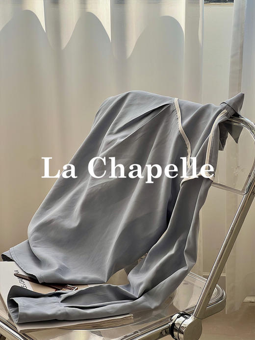 会员福利【挺阔有型/高品质】拉夏贝尔/La Chapelle通勤排扣翻领衬衫女2025秋季新款一字假口袋长袖宽松长袖衬衣 商品图2