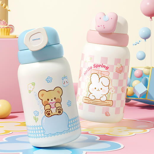 杯趣儿童系列扭扭杯许愿小兔316L不锈钢保温杯B-2061 商品图1