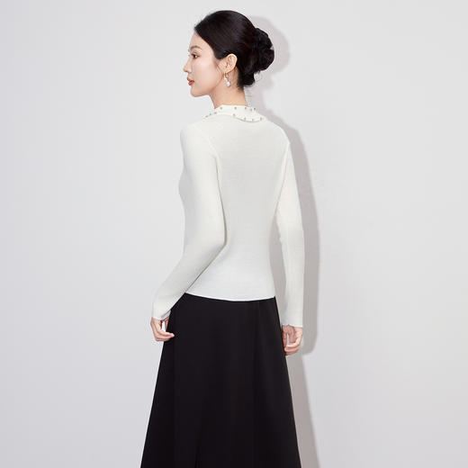 「高货wl」全新升级【铂金会员220/天猫299/差价79】(93139)洛诗琳轻奢老钱风针织衫2025秋冬重工翻领钉钻打底上衣 商品图3