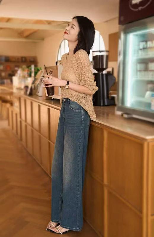 ED同款窄版阔腿复古水洗牛仔裤 商品图3