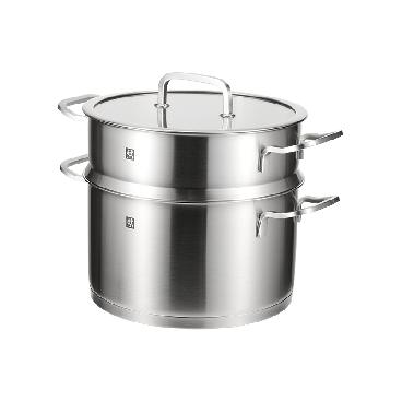 【一件包邮】ZW-C130 Zwilling Moment 深烧锅24cm+蒸笼24cm套装全透明钢化玻璃盖：烹饪过程色香尽在掌握，安心方便甘肃/青海/内蒙古/新疆/西藏/宁夏/海南/港澳台不发货 商品图0