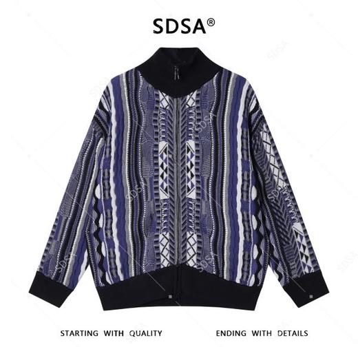 SDSA男士秋冬新款痞帅男装潮牌撞色拉链立领针织衫百搭时尚毛衣 商品图1