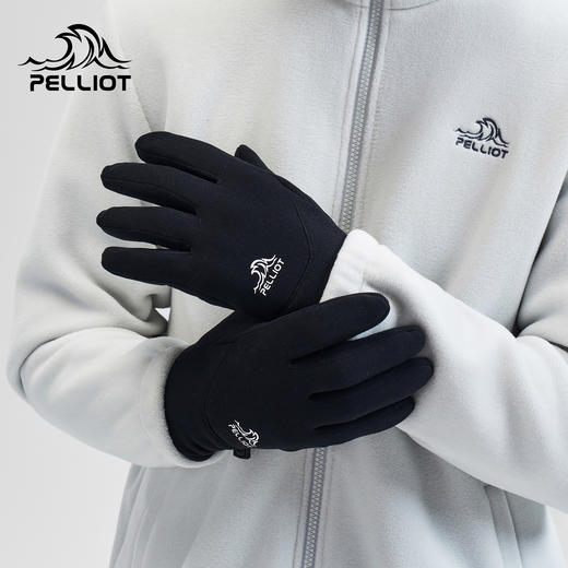 伯希和户外骑行手套男秋冬季polartec抓绒登山御寒保暖五指手套女 商品图0