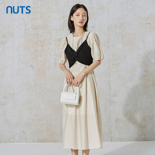 NUTS那时商场同款简约休闲宽松日常中长款短袖连衣裙女231101152 商品图2