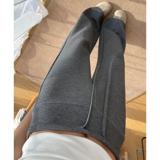 灰色糯米裤子女秋季小个子宽松垂坠感软糯胖mm大码休闲直筒阔腿裤 商品图0