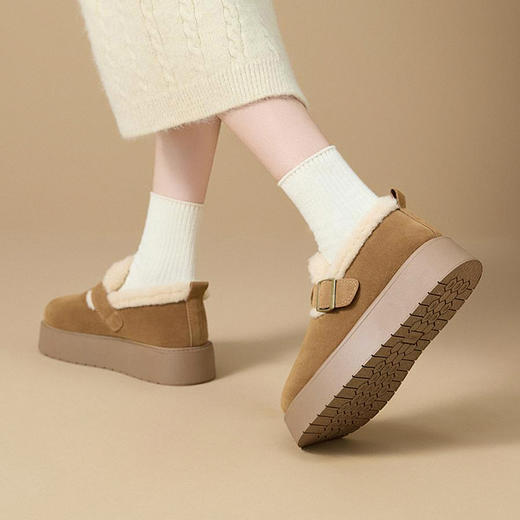 西遇加绒勃肯鞋女冬季新款低帮一脚蹬保暖雪地靴毛毛厚底棉鞋V0047967 商品图3