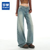 罗蒙秋冬牛仔裤女士阔腿直筒宽松高腰休闲长裤窄版显瘦垂感拖地裤子 商品缩略图0