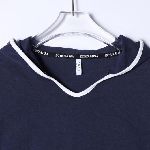 T4880SDSA男士秋冬新款痞帅男装潮牌简约撞色织带连帽卫衣百搭时尚上衣 商品图1