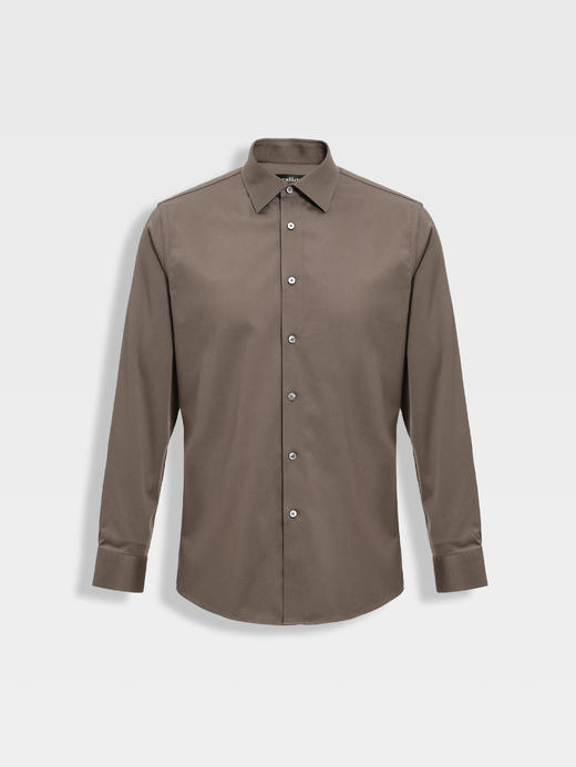 callisto雪茄棕弹力棉法式领衬衫 商品图0