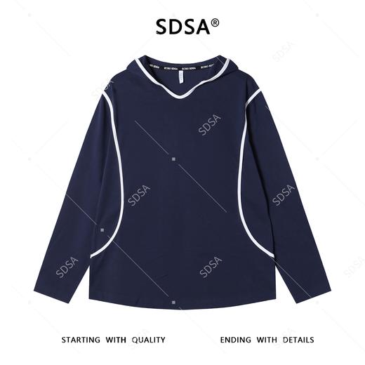 T4880SDSA男士秋冬新款痞帅男装潮牌简约撞色织带连帽卫衣百搭时尚上衣 商品图0