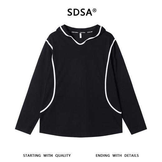 T4880SDSA男士秋冬新款痞帅男装潮牌简约撞色织带连帽卫衣百搭时尚上衣 商品图1