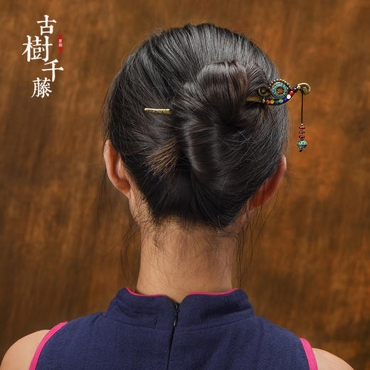 JGL复古藏式发簪夜市地摊货源气质发簪复古国风吊坠发饰批发 商品图1