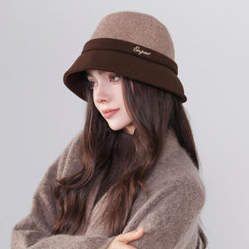 【法国名媛风！法式优雅】柔软亲肤赫本风羊毛帽子女秋冬法式复古小香风盆帽气质名媛冬季保暖渔夫帽。hb
