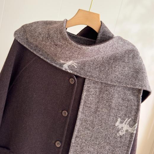 「自」全新升级【铂金会员698/天猫949/差价251】(95650)洛诗琳围巾双面呢羊驼羊毛外套2025冬季圆领宽松毛呢外套 商品图1