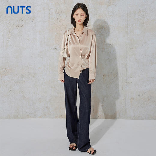 NUTS春秋季高级感时尚气质休闲宽松简约纯色长袖衬衫女231013039B 商品图5